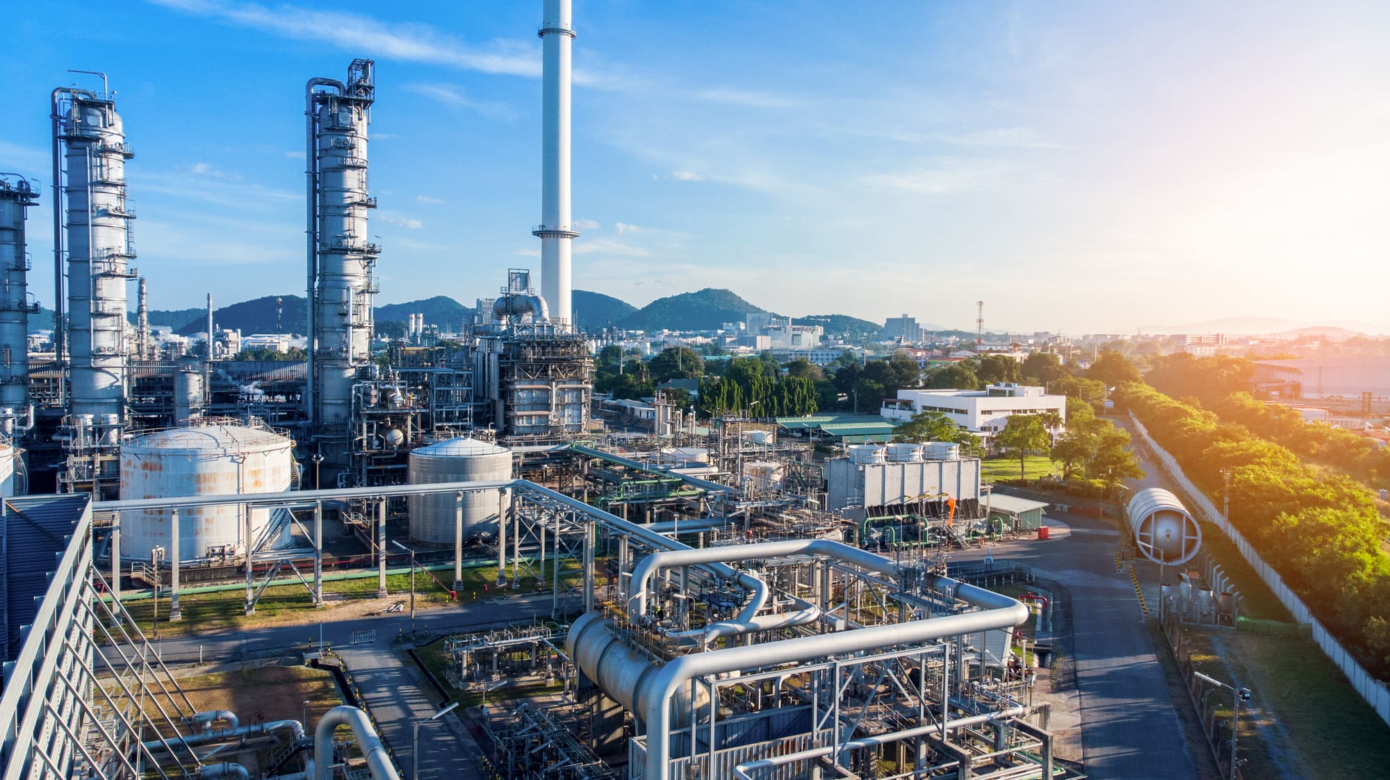 Refinery operations under a clear sky